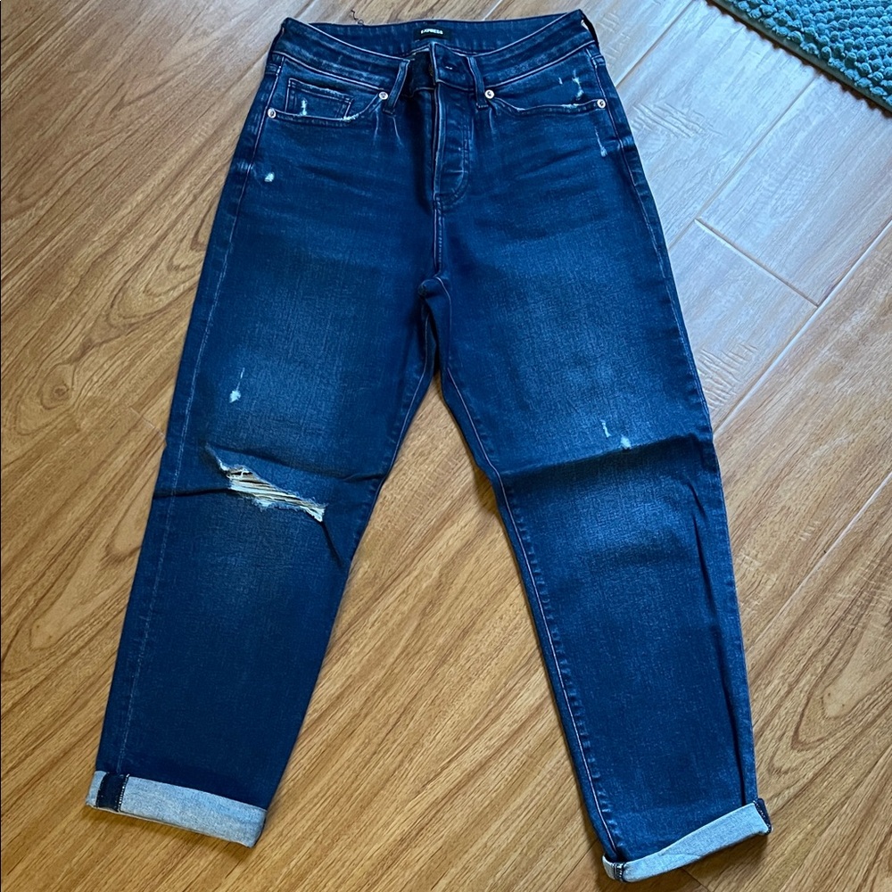Express Dark Blue Distressed Jeans
